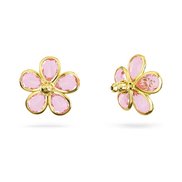 Swarovski Florere Earrings, Pink and Yellow Flower Crystals, Gold Tone -  New - Picture 4 of 7
